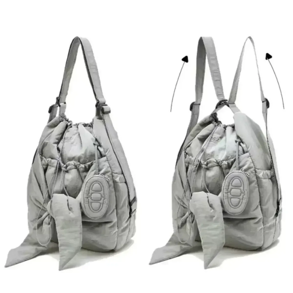Nylon Bow Drawstring Convertible Backpack - Women Bags & Wallets - Backpack - 3