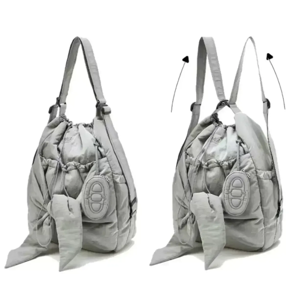Nylon Bow Drawstring Convertible Backpack - Women Bags & Wallets - Backpack - 3