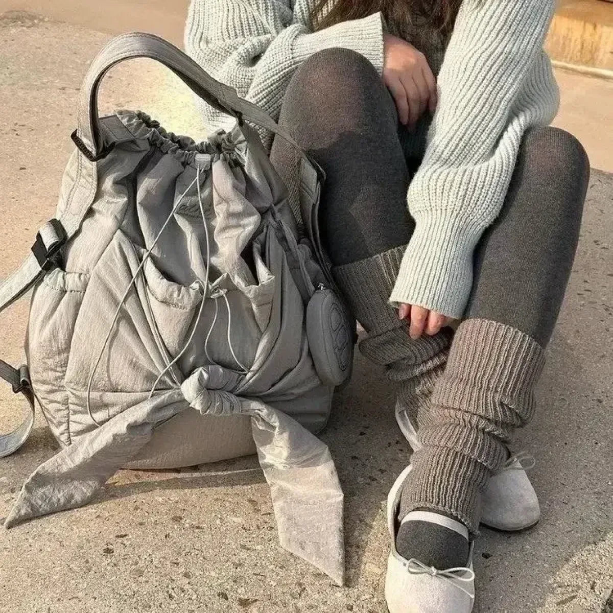 Nylon Bow Drawstring Convertible Backpack - Women Bags & Wallets - Backpack - 7