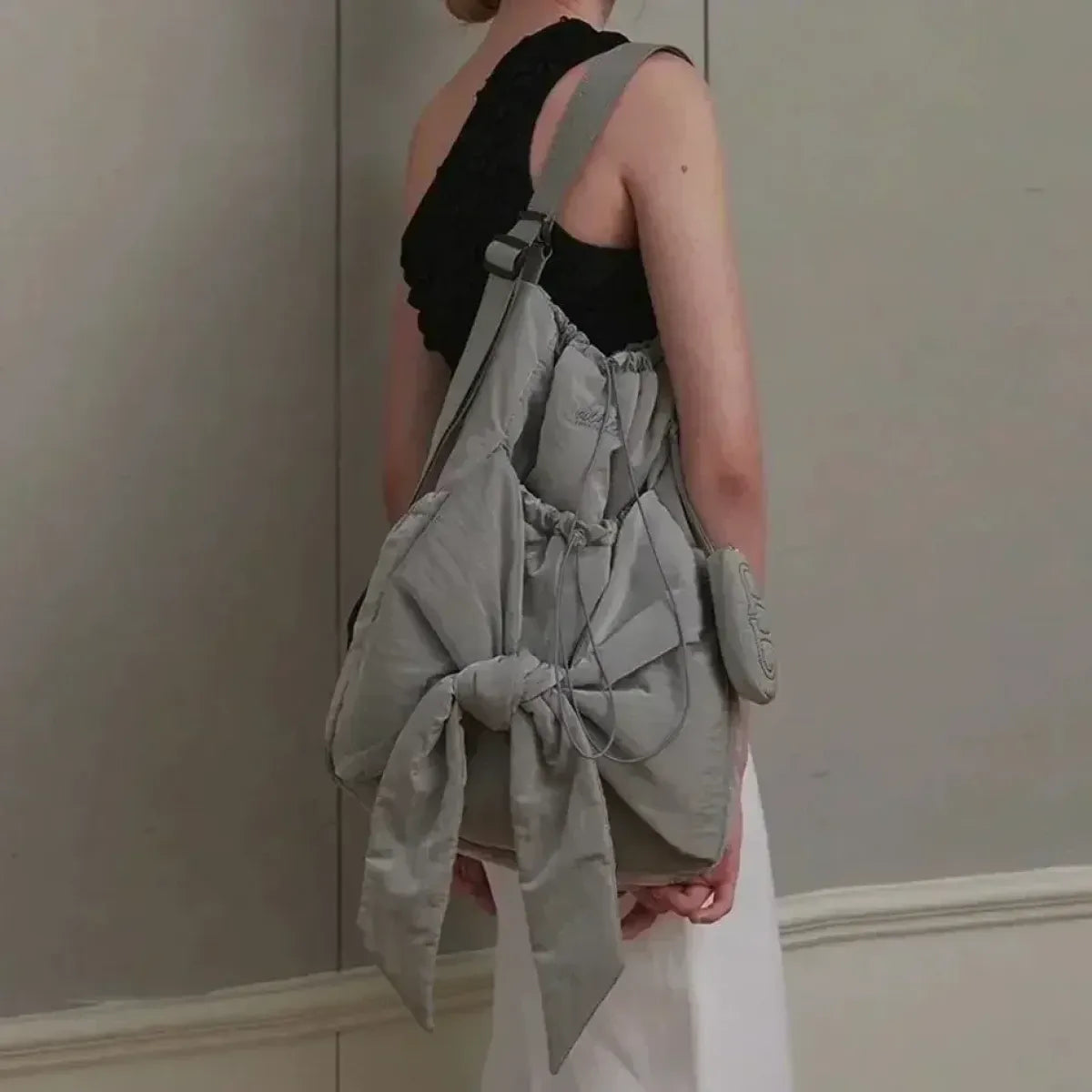 Nylon Bow Drawstring Convertible Backpack - Women Bags & Wallets - Backpack - 6