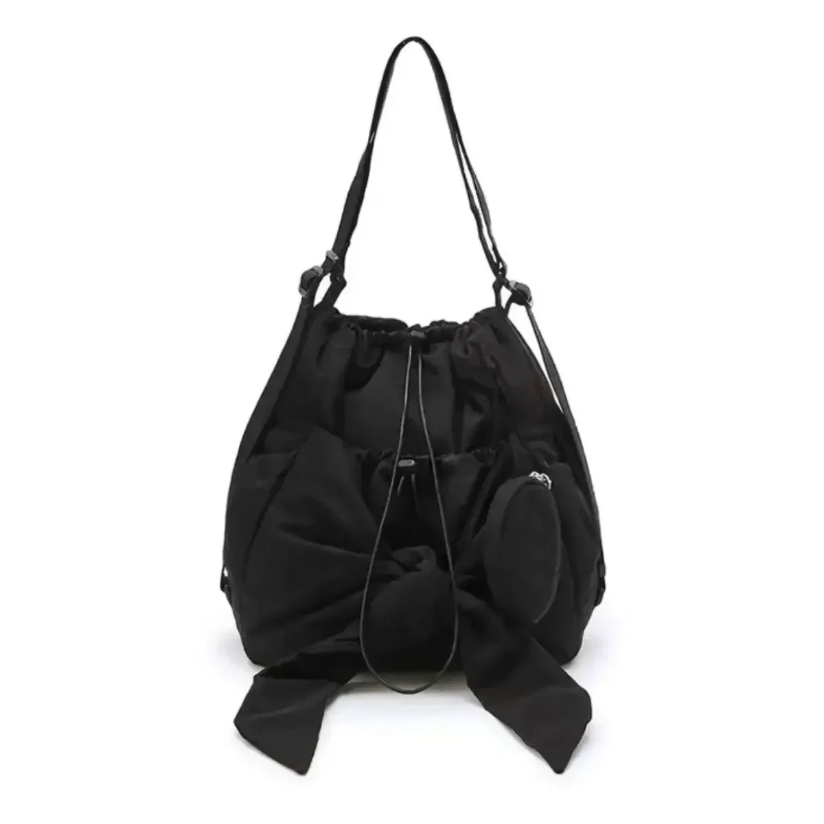 Nylon Bow Drawstring Convertible Backpack - Women Bags & Wallets - Backpack - 9