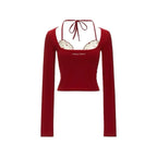 Coquette Balletcore Crop Top – 2000s Aesthetic Two-Piece Tee - T-Shirts - Long - Crop Tops - 2