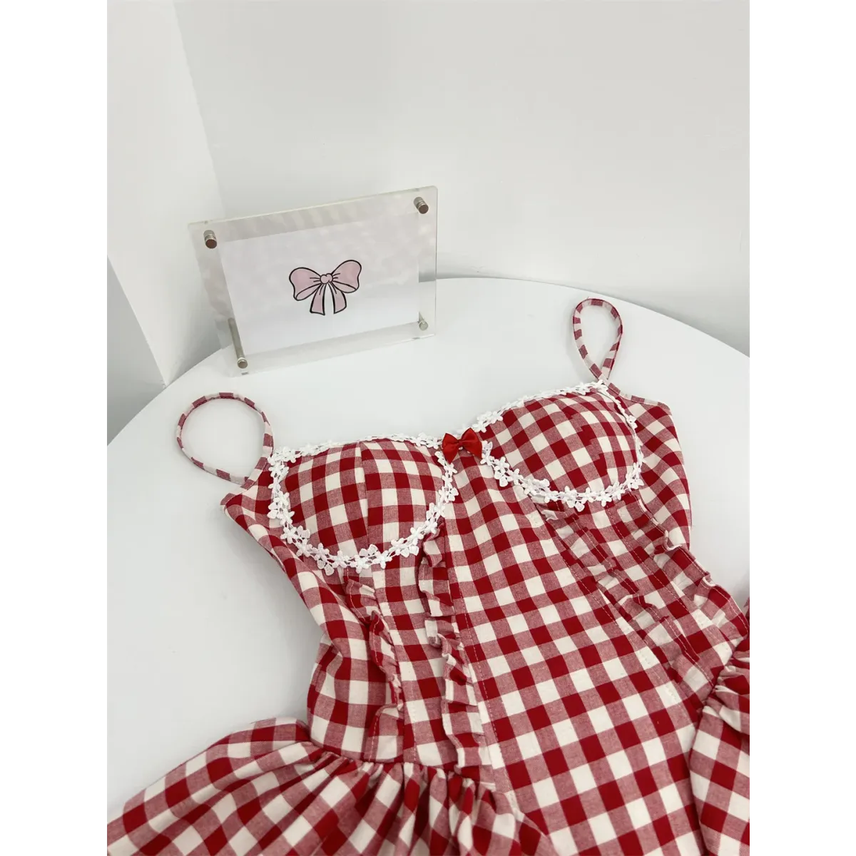 Coquette Plaid Mini Dress – Balletcore Gyaru Party Dress - All Dresses - Strapless - Off-Shoulder - Crop Tops - 10