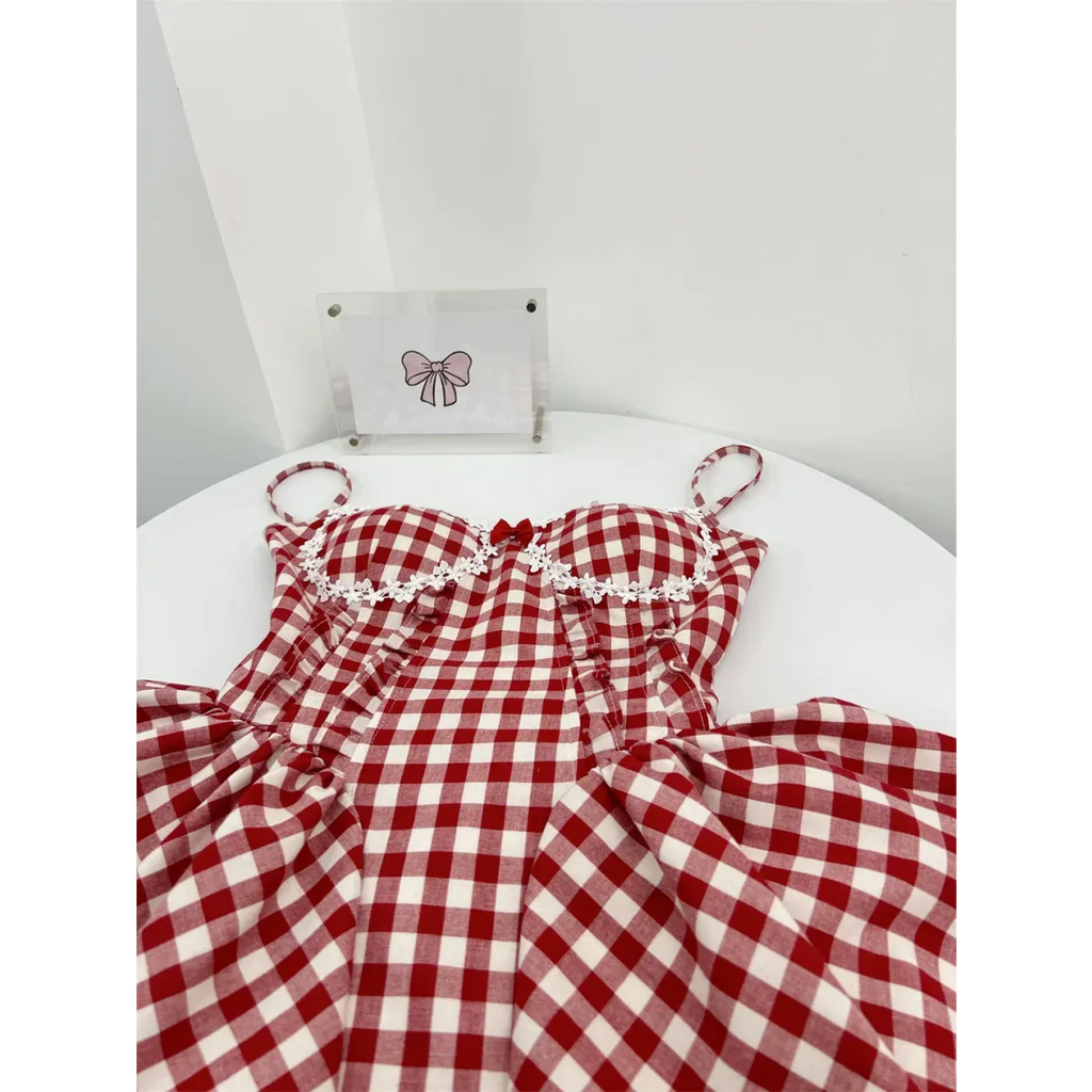 Coquette Plaid Mini Dress – Balletcore Gyaru Party Dress - All Dresses - Strapless - Off-Shoulder - Crop Tops - 7