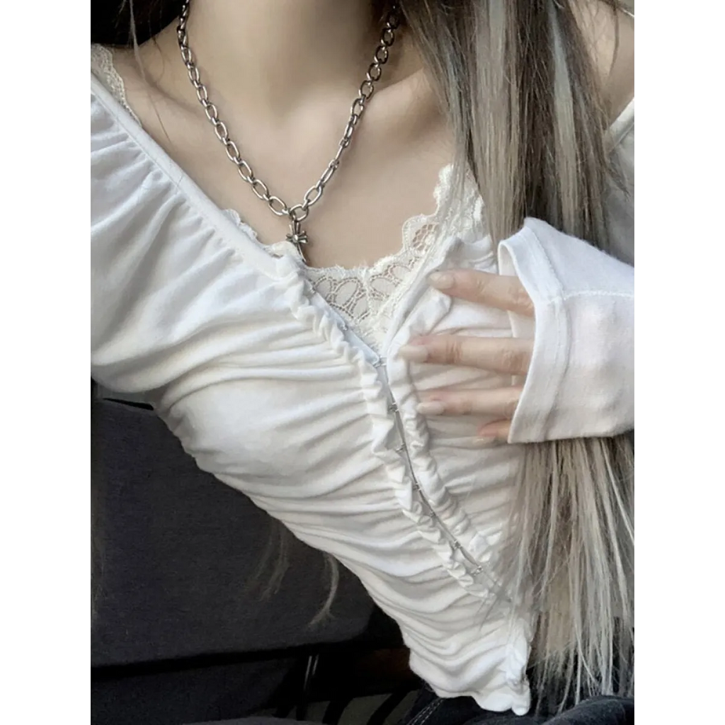 Coquette Ruched T-shirt With Hooks - T-Shirts - Shirts & Tops - 2 - 2024