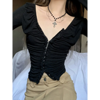 Coquette Ruched T-shirt With Hooks - T-Shirts - Shirts & Tops - 3 - 2024