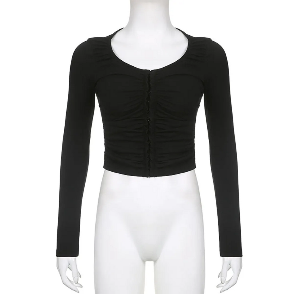 Coquette Ruched T-shirt With Hooks - T-Shirts - Shirts & Tops - 5 - 2024