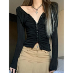 Coquette Ruched T-shirt With Hooks - T-Shirts - Shirts & Tops - 6 - 2024