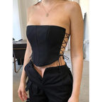Strapless Gothic Lace-Up Corset Crop Top - Women’s Clothing & Accessories - Crop Tops - 1