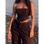 Strapless Gothic Lace-Up Corset Crop Top - Women’s Clothing & Accessories - Crop Tops - 2