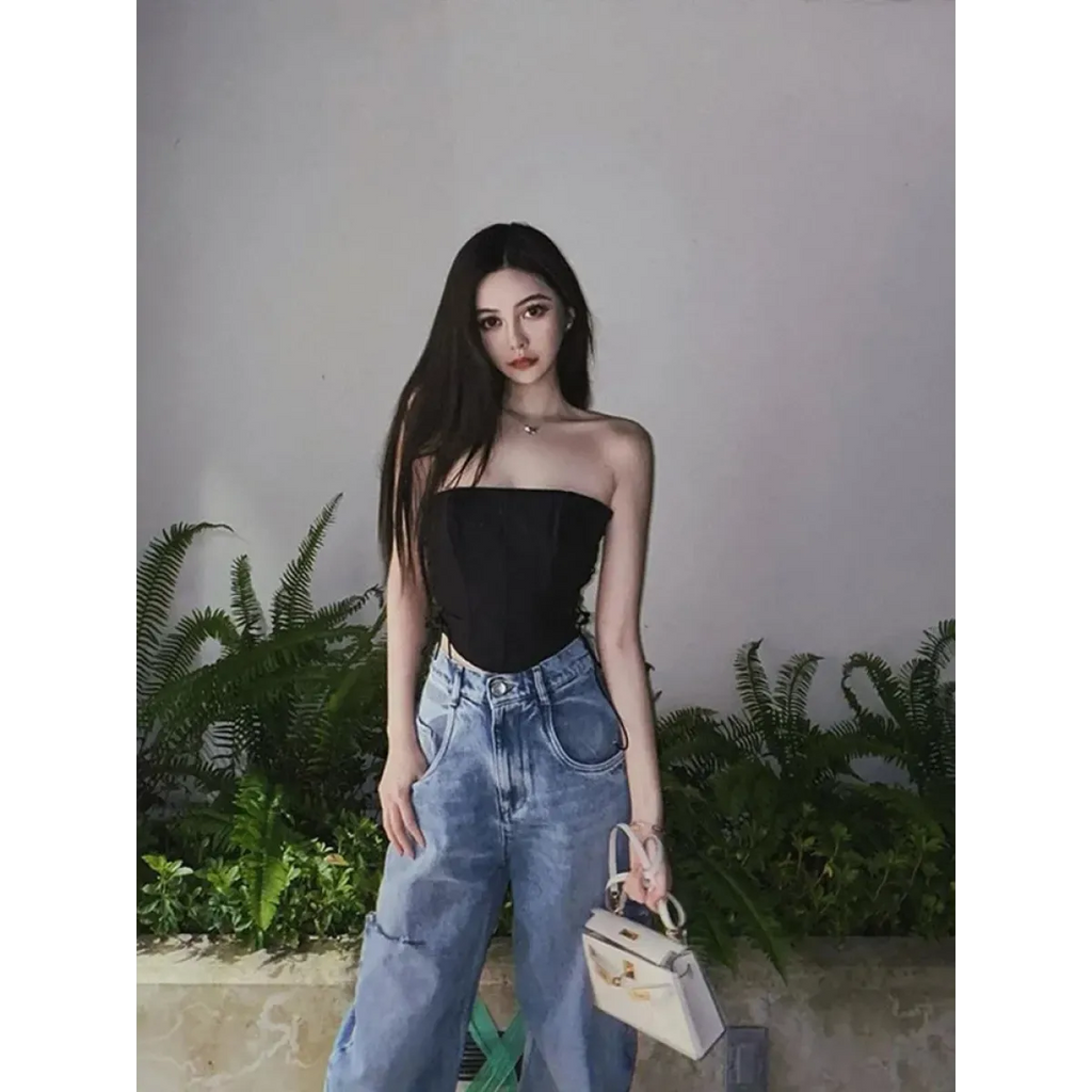 Strapless Gothic Lace-Up Corset Crop Top - Women’s Clothing & Accessories - Crop Tops - 5