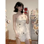 Corset Mini Dress – Y2K Lace Ruffle Bodycon Party Outfit - All Dresses - Sleeveless - Off-Shoulder - Dresses - 5