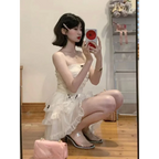 Corset Mini Dress – Y2K Lace Ruffle Bodycon Party Outfit - All Dresses - Sleeveless - Off-Shoulder - Dresses - 6