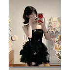 Corset Mini Dress – Y2K Lace Ruffle Bodycon Party Outfit - All Dresses - Sleeveless - Off-Shoulder - Dresses - 8