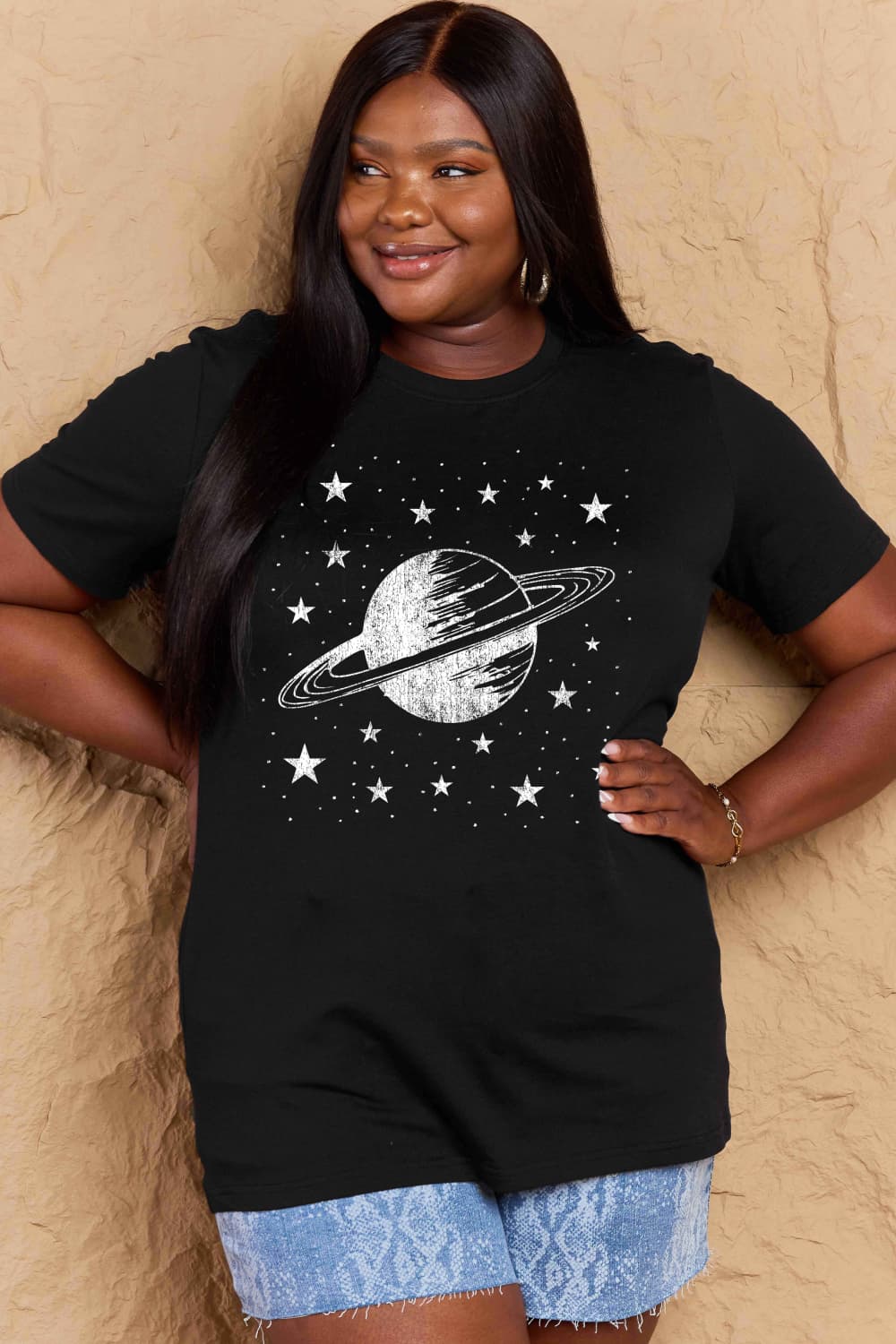 Full Size Planet Graphic Cotton T-Shirt - Black / S - T-Shirts - Shirts & Tops - 7 - 2024