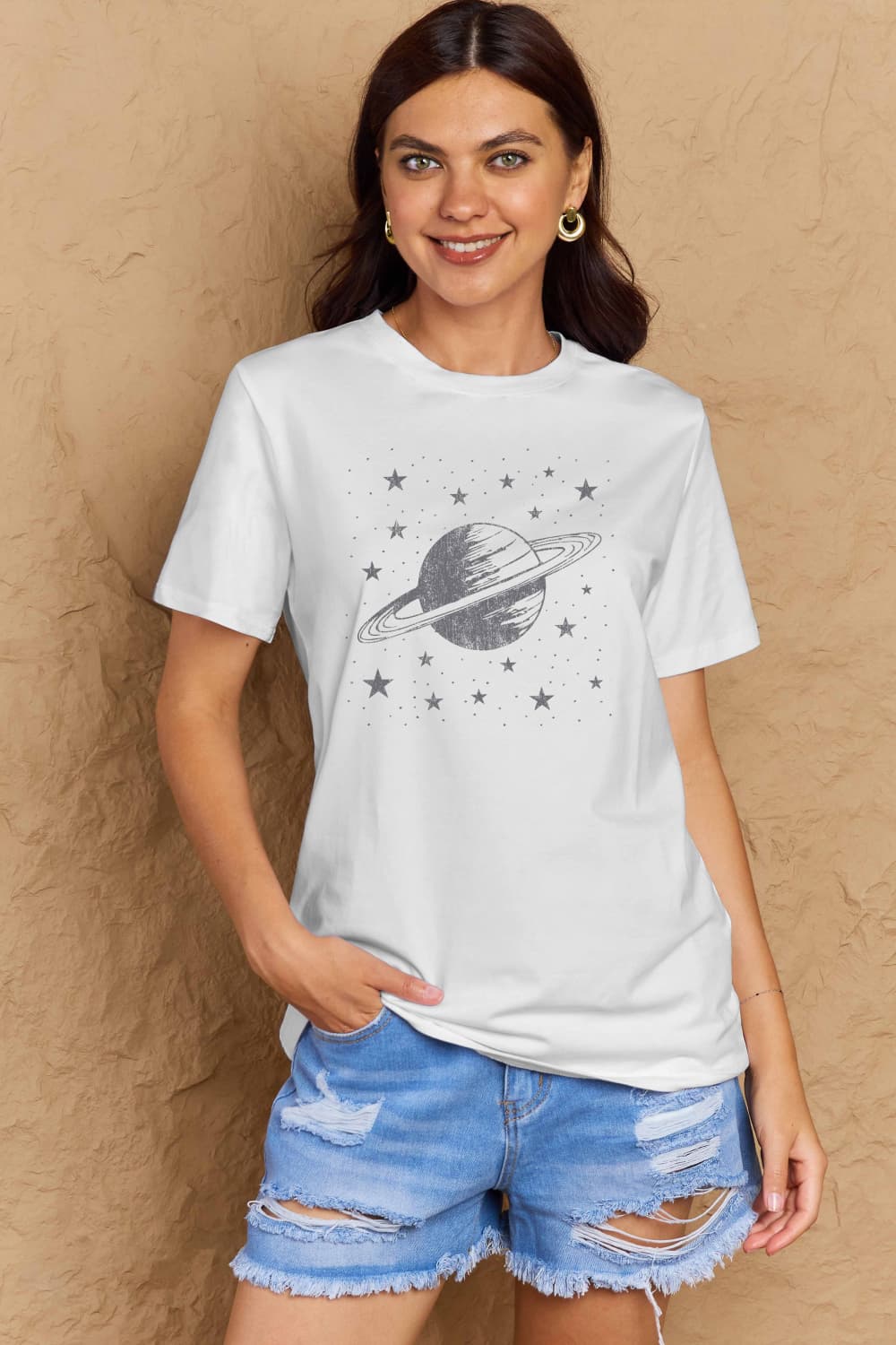 Full Size Planet Graphic Cotton T-Shirt - T-Shirts - Shirts & Tops - 16 - 2024