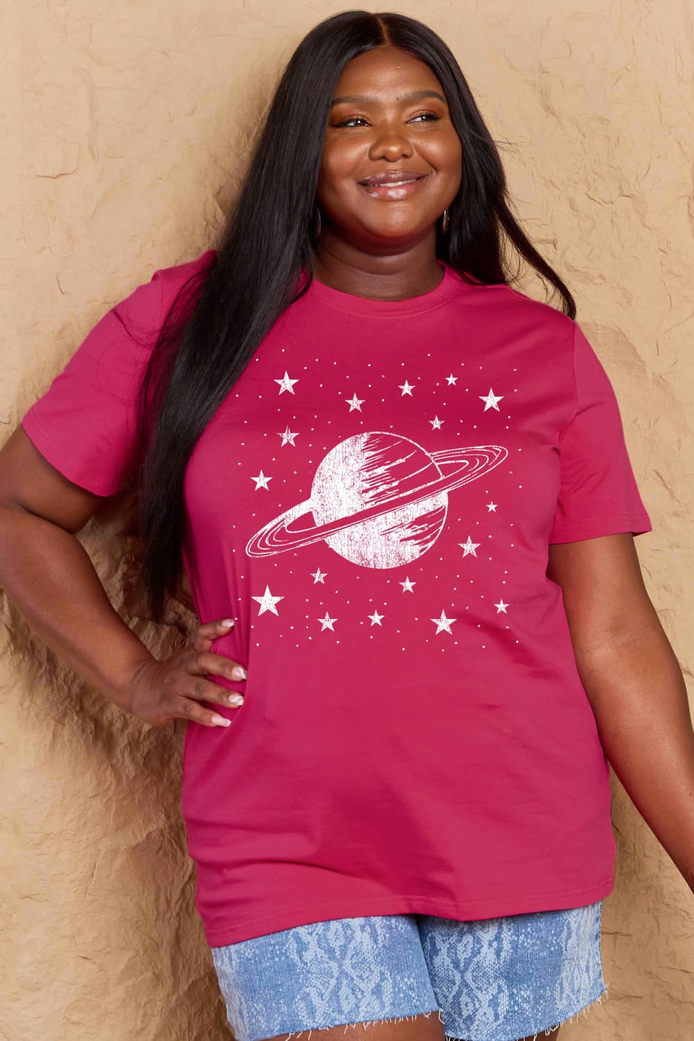 Full Size Planet Graphic Cotton T-Shirt - Pink / S - T-Shirts - Shirts & Tops - 19 - 2024