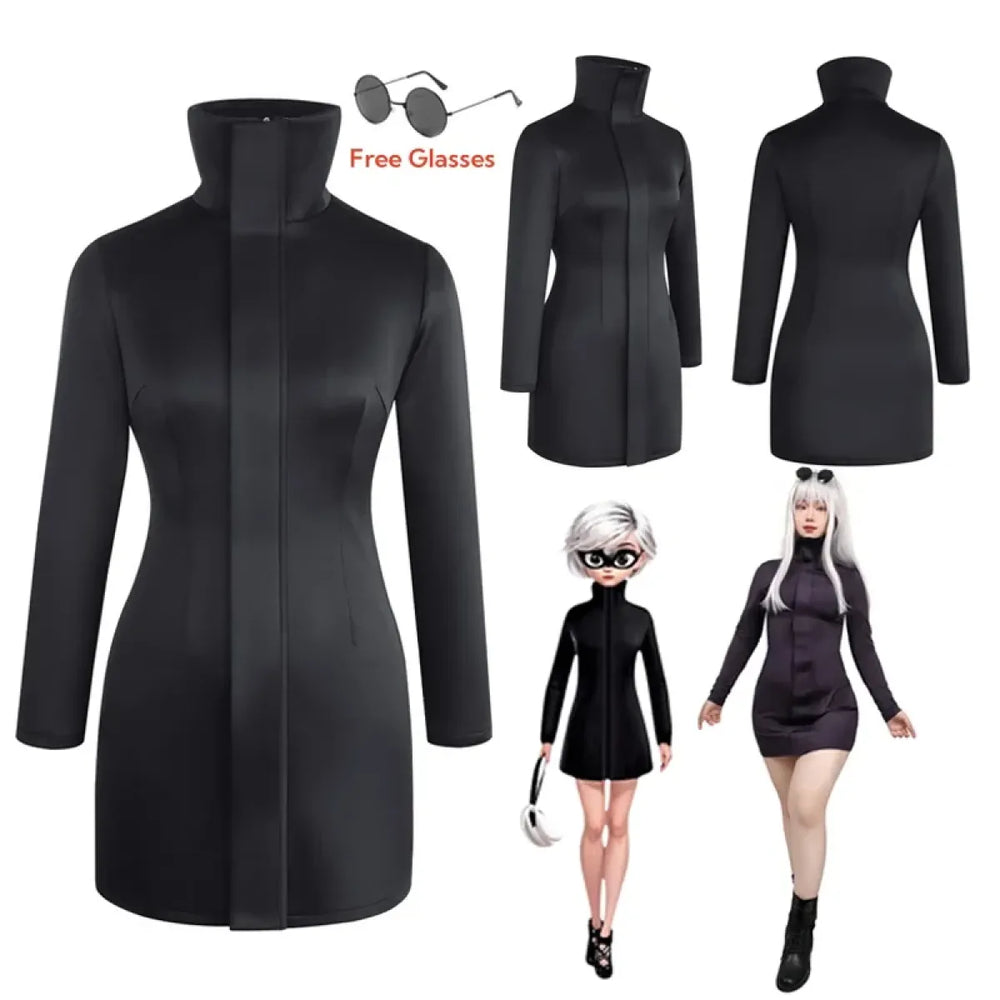 Gojo-Inspired Bodycon Cosplay Dress – Stretch Fit with Glasses Set - All Dresses - Sets - 1