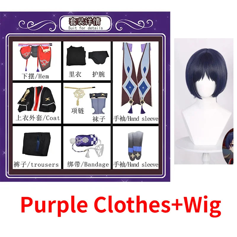 Scaramouche Cosplay from Wanderer Carnival Impact - Clothes Purple Wig / XS - Cosplay - Costumes - 10 - 2024