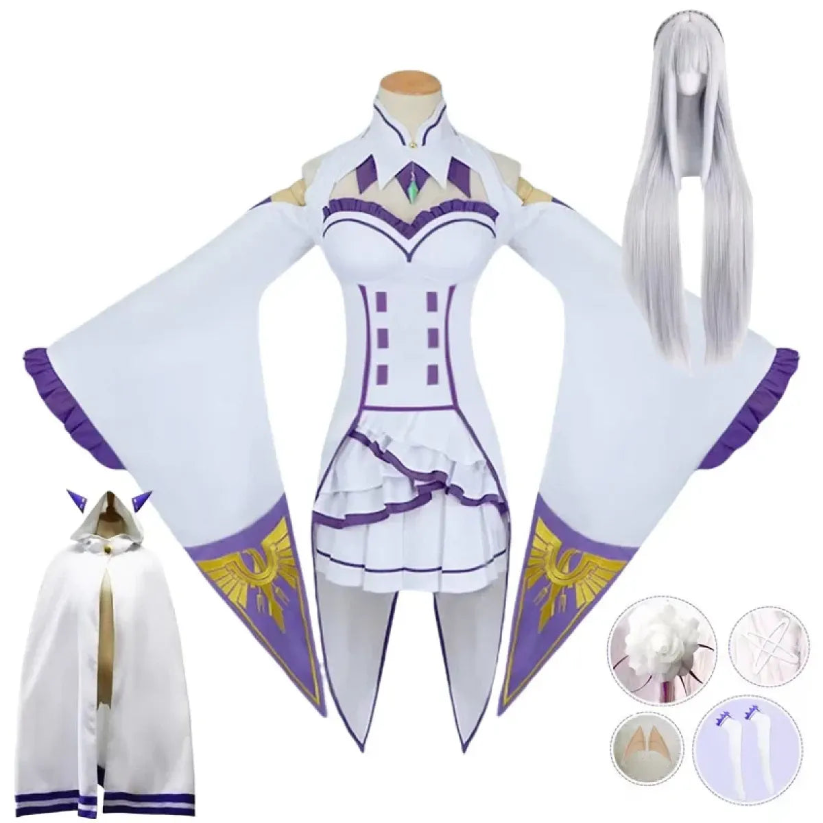 Emilia Re:Zero Cosplay Costume Set with Wig - Dresses - Cosplay - 1