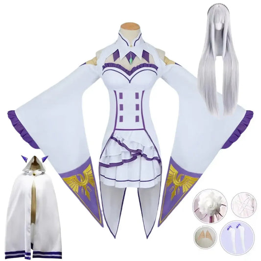 Emilia Re:Zero Cosplay Costume Set with Wig - Dresses - Cosplay - 1