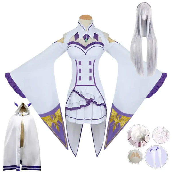 Emilia Re:Zero Cosplay Costume Set with Wig - Dresses - Cosplay - 1