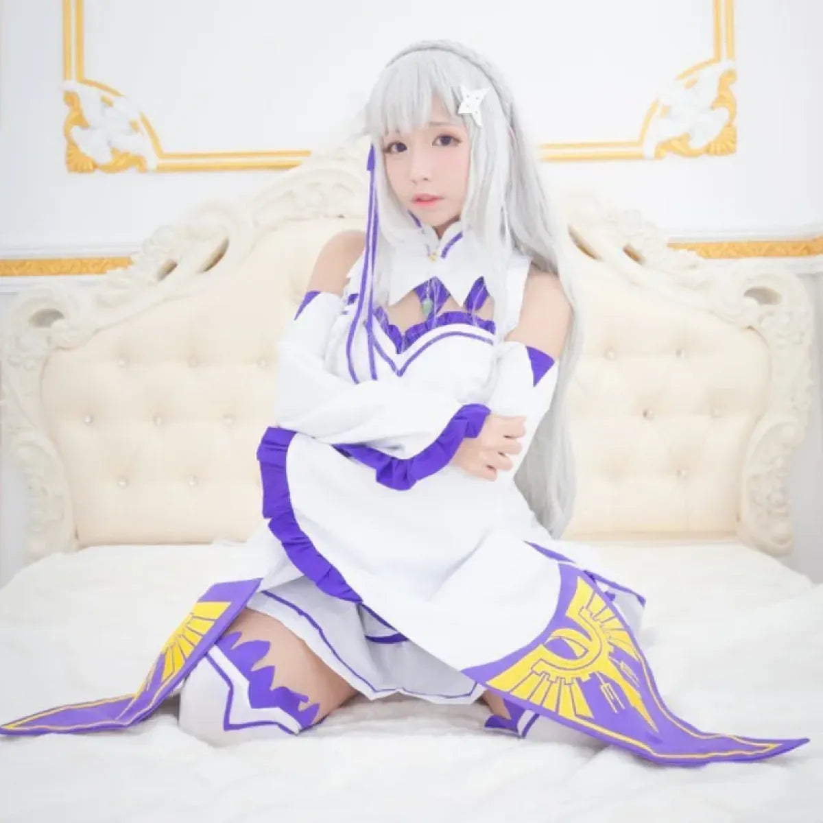 Emilia Re:Zero Cosplay Costume Set with Wig - Dresses - Cosplay - 5