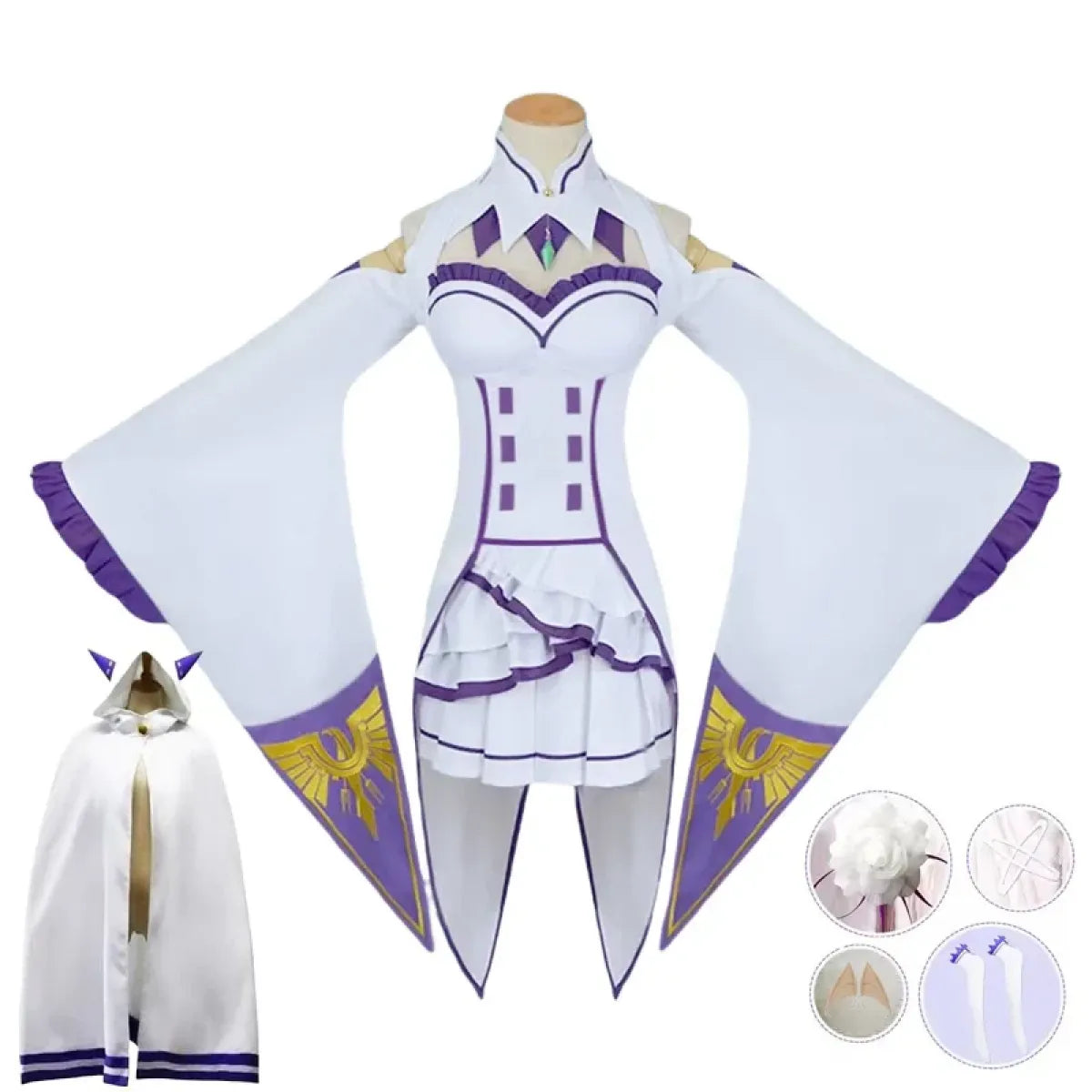 Emilia Re:Zero Cosplay Costume Set with Wig - Dresses - Cosplay - 8