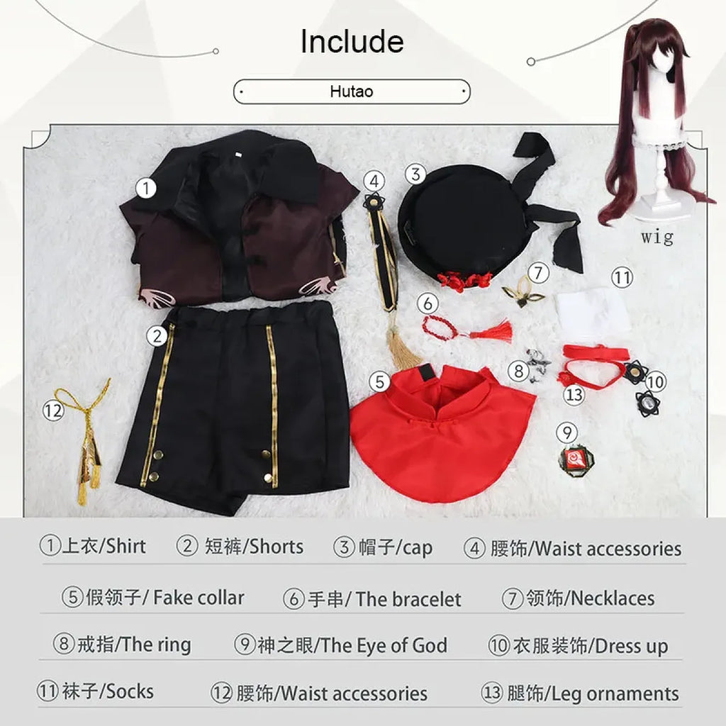 Hu Tao Full Cosplay Set with Wig & Shoes - Anime - Cosplay - 7
