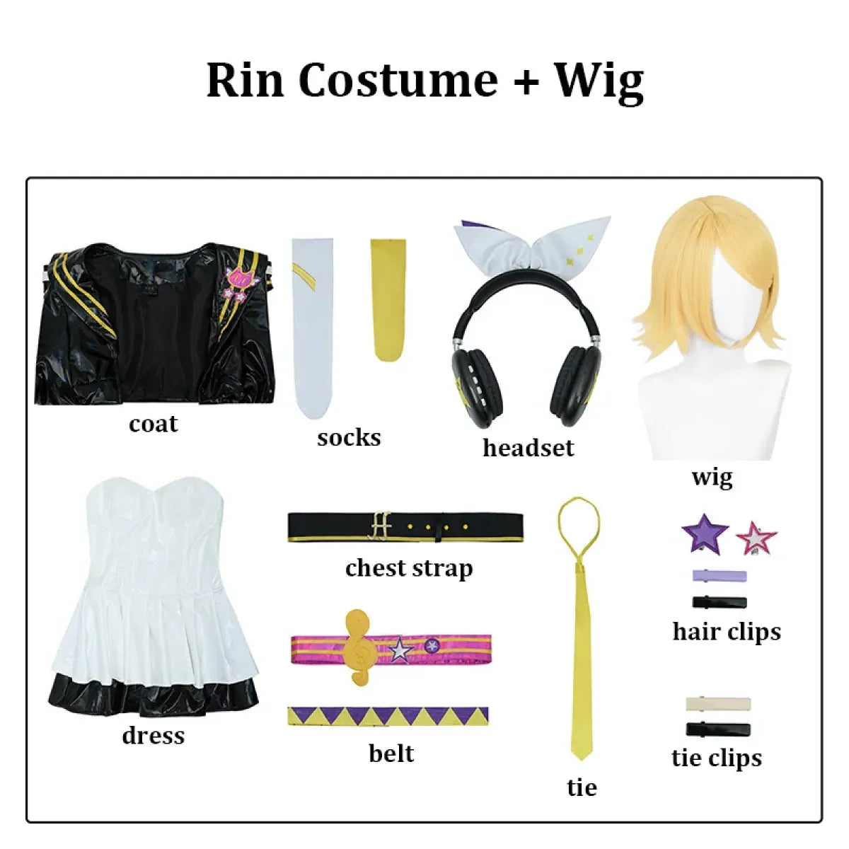Rin & Len Vocaloid Cosplay Set with Wig & Headset - Anime - Cosplay - 6
