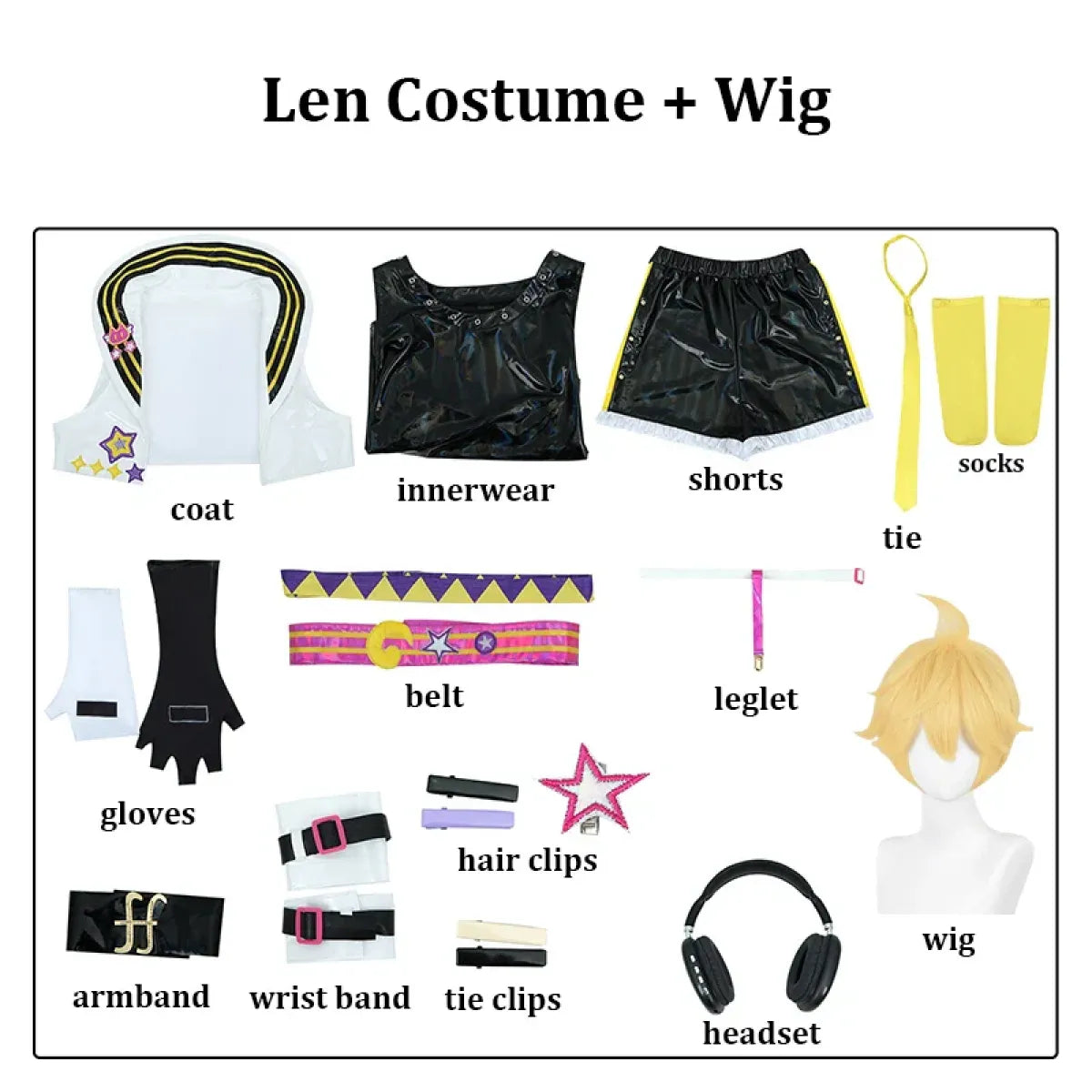 Rin & Len Vocaloid Cosplay Set with Wig & Headset - Anime - Cosplay - 7