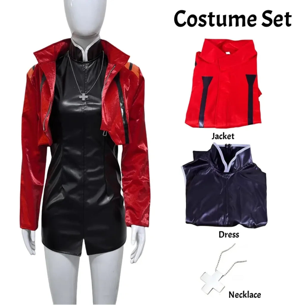 Misato Katsuragi EVA Cosplay Set – Red Jacket & Black Dress Costume - All Dresses - Sets - 17