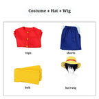 Luffy Cosplay Costume Set with Hat & Wig - Cosplay - Cosplay - 9