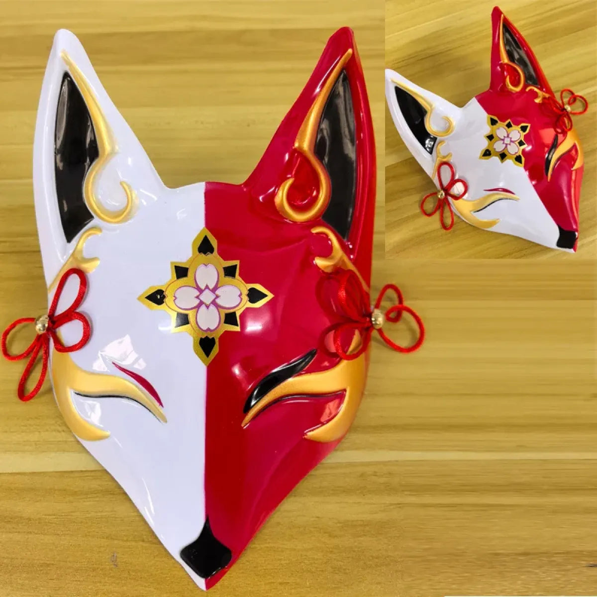 Black Red Twin Tail Cosplay Wig with Fox Mask - Cosplay - Hair Accessories - 3