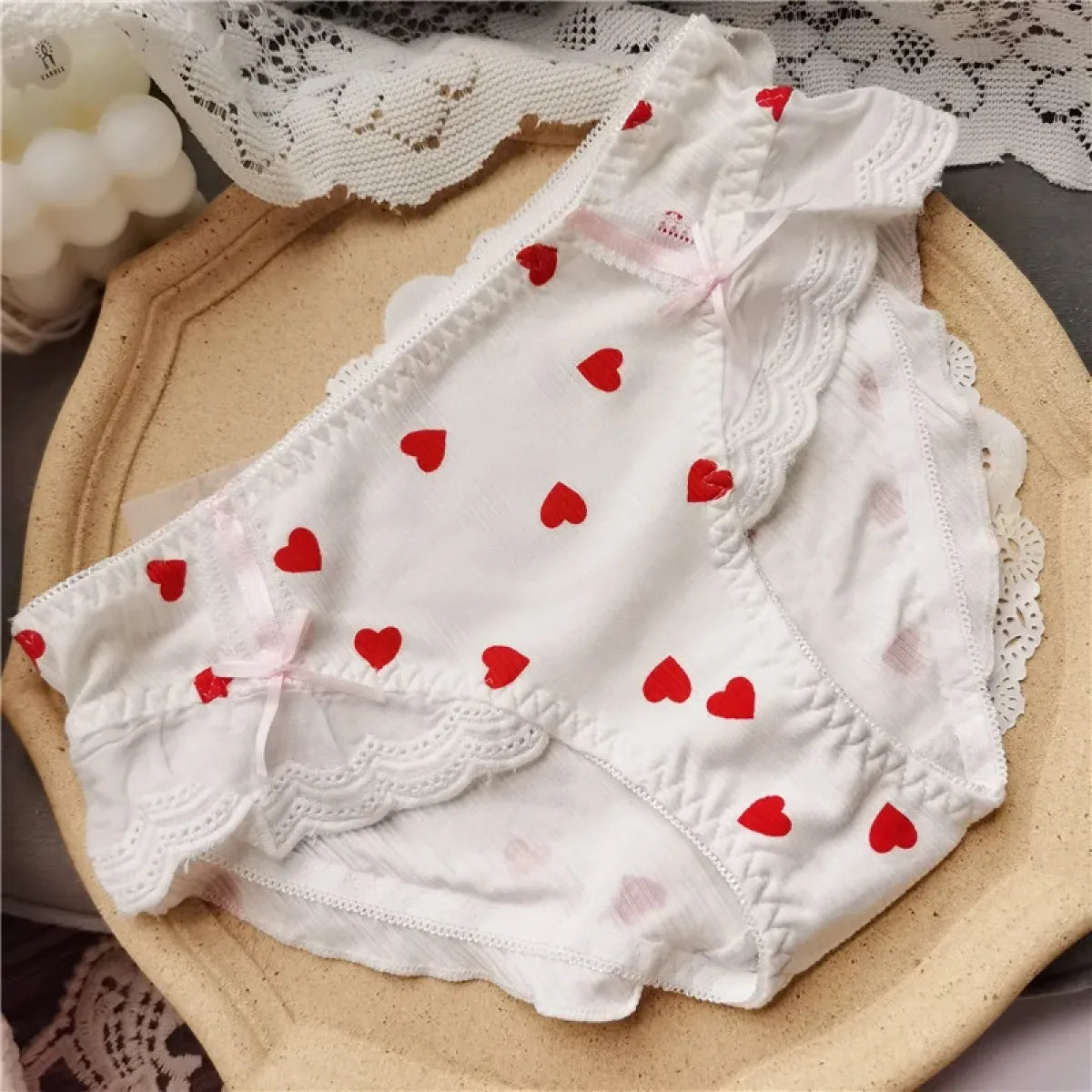Cotton Lace Low Waist Panties with Fruit Print & Bows – Kawaii Lingerie - Women’s Clothing & Accessories - Lingerie - 5