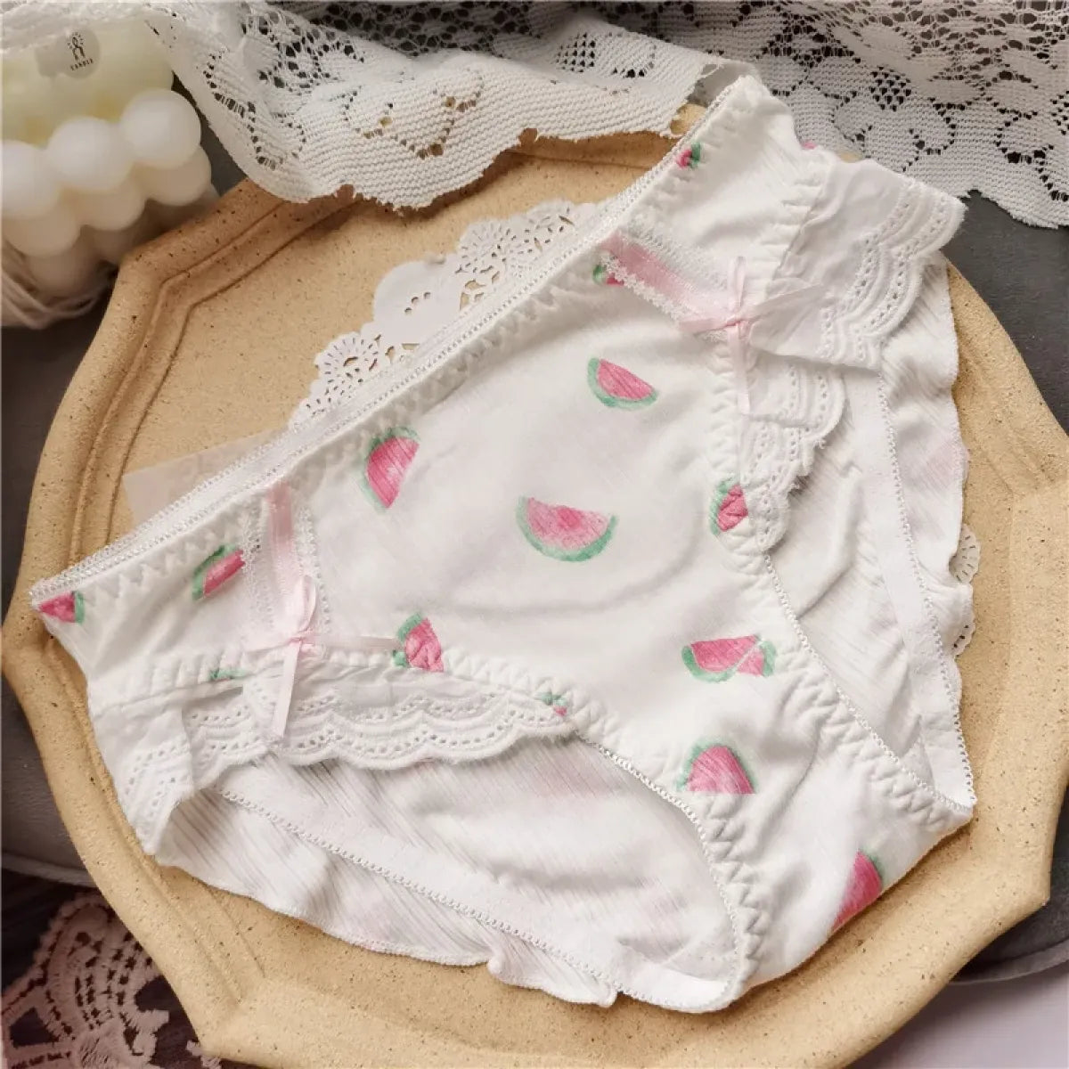Cotton Lace Low Waist Panties with Fruit Print & Bows – Kawaii Lingerie - Women’s Clothing & Accessories - Lingerie - 10