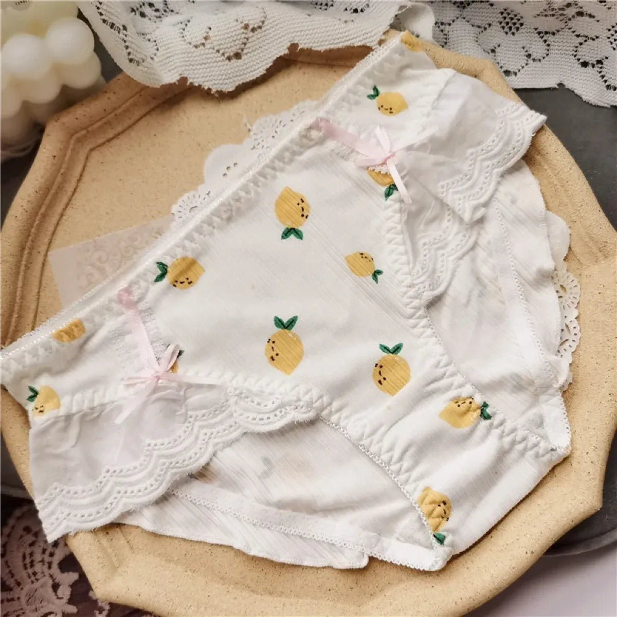 Cotton Lace Low Waist Panties with Fruit Print & Bows – Kawaii Lingerie - Women’s Clothing & Accessories - Lingerie - 6