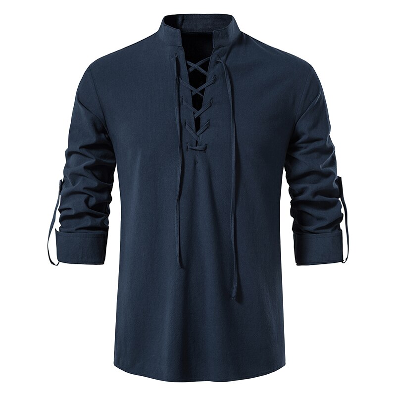 Men’s Cotton Linen Tee Shirt - Dark Blue / Europe S / Nearest Warehouse - T-Shirts - Shirts & Tops - 10 - 2024