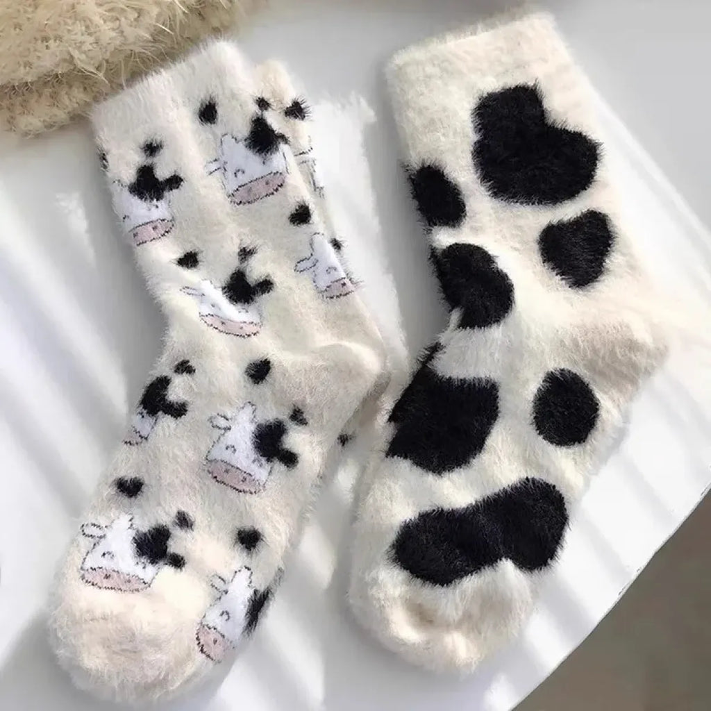 Cute Cow Mink Velvet Socks - Women’s Winter Boot Socks - Women’s Clothing & Accessories - 3