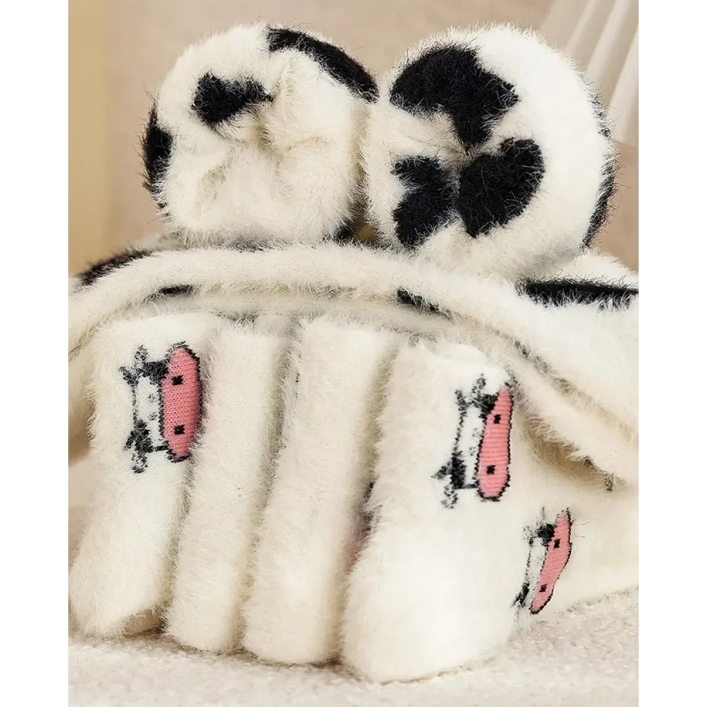Cute Cow Mink Velvet Socks - Women’s Winter Boot Socks - Women’s Clothing & Accessories - 6