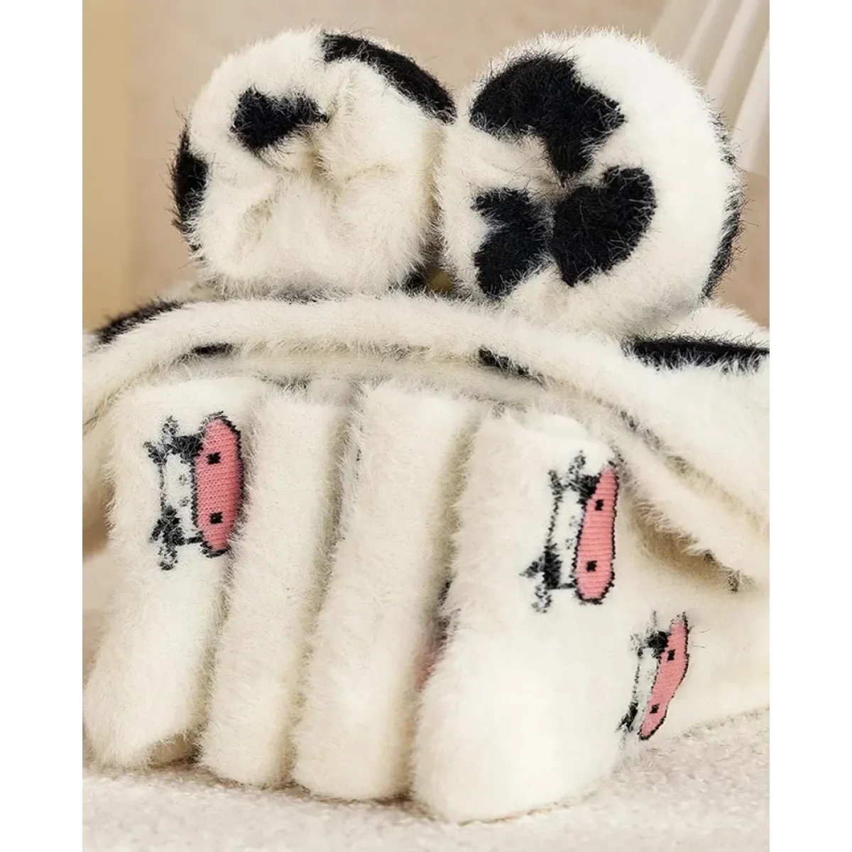 Cute Cow Mink Velvet Socks - Women’s Winter Boot Socks - Women’s Clothing & Accessories - 6