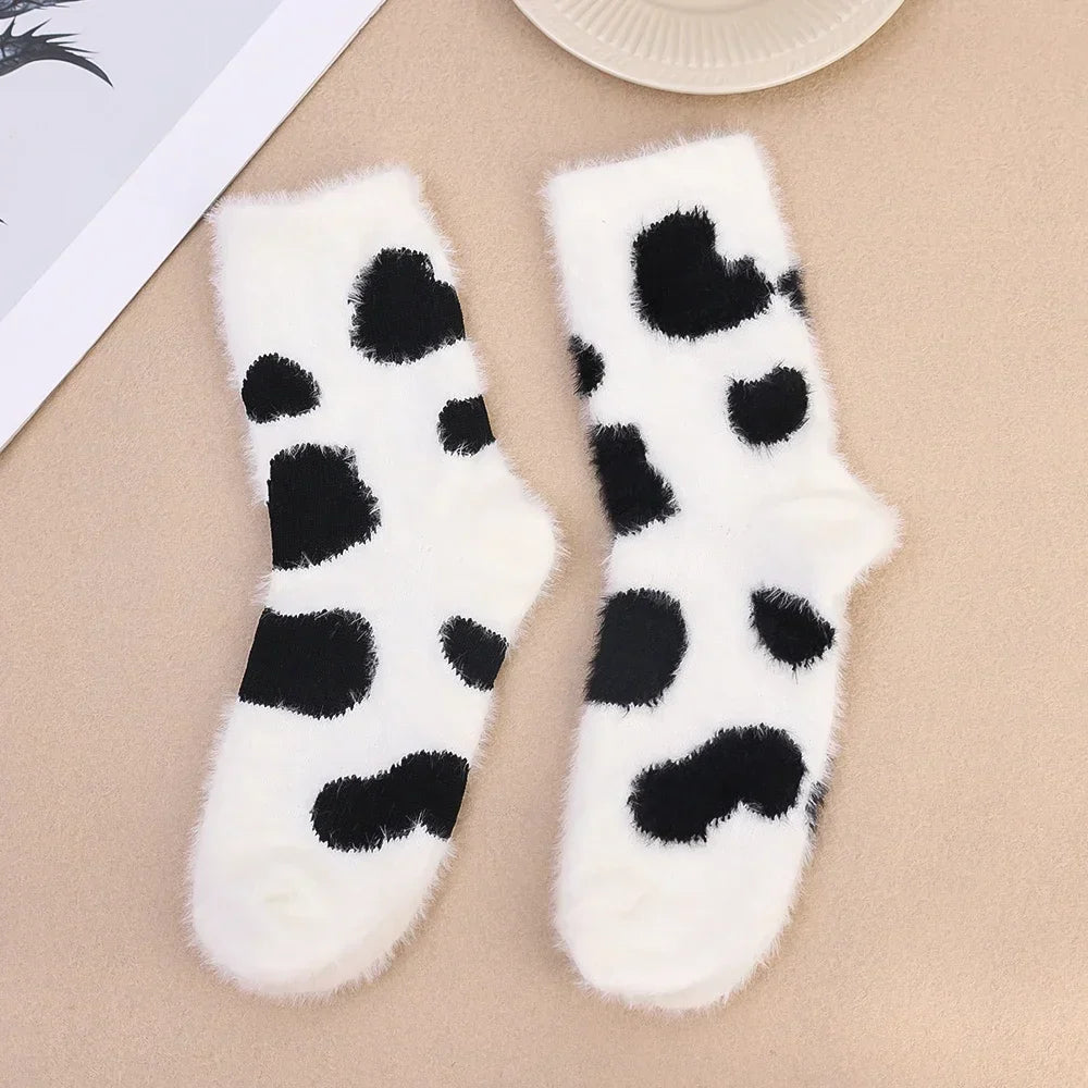 Cute Cow Mink Velvet Socks - Women’s Winter Boot Socks - Cow / 2pairs - Women’s Clothing & Accessories - Socks - 8