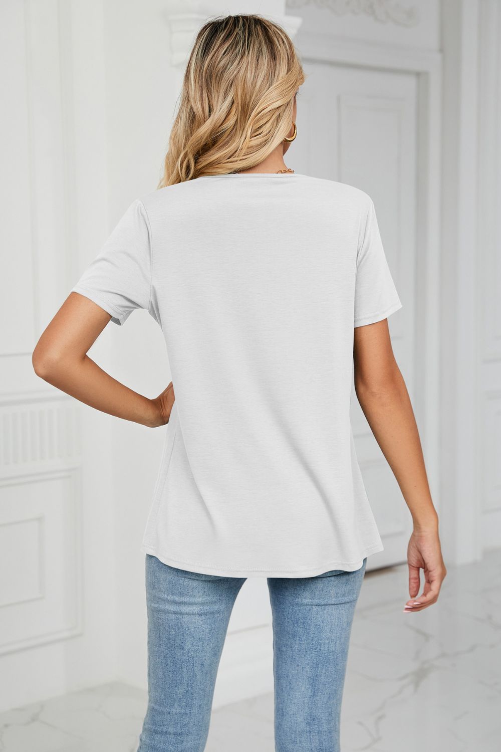 Cowl Neck Tulip Hem T-Shirt - T-Shirts - Shirts & Tops - 12 - 2024