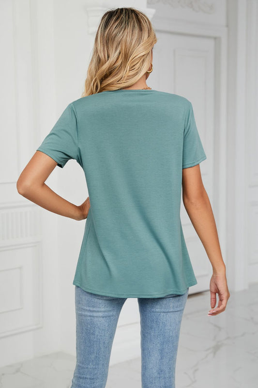 Cowl Neck Tulip Hem T-Shirt - T-Shirts - Shirts & Tops - 2 - 2024