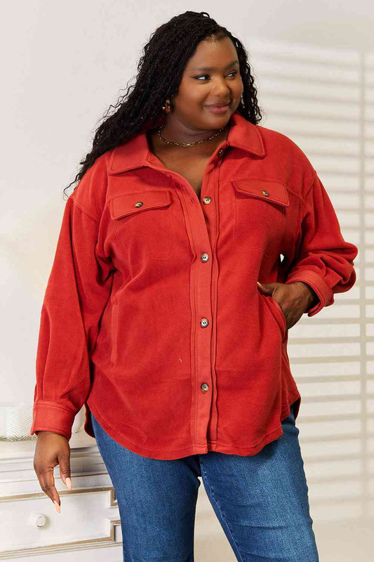 Cozy Girl Full Size Button Down Shacket - Red / S - Women’s Clothing & Accessories - Coats & Jackets - 1 - 2024