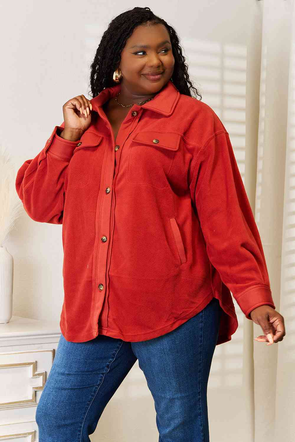 Cozy Girl Full Size Button Down Shacket - Women’s Clothing & Accessories - Coats & Jackets - 3 - 2024