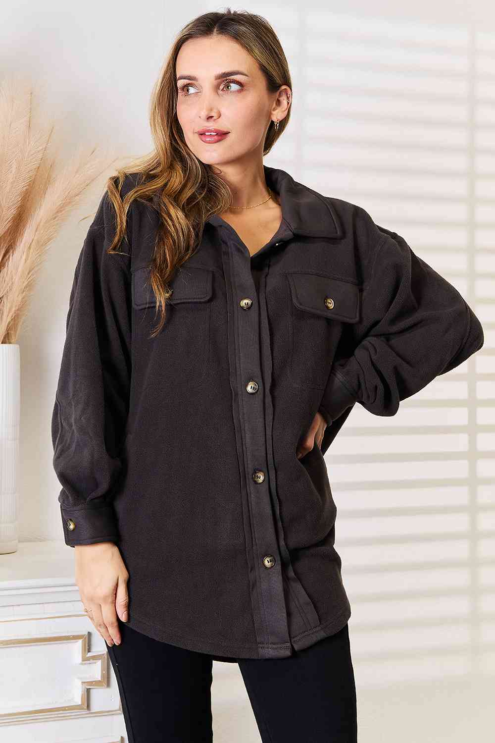 Cozy Girl Full Size Button Down Shacket - Women’s Clothing & Accessories - Coats & Jackets - 5 - 2024