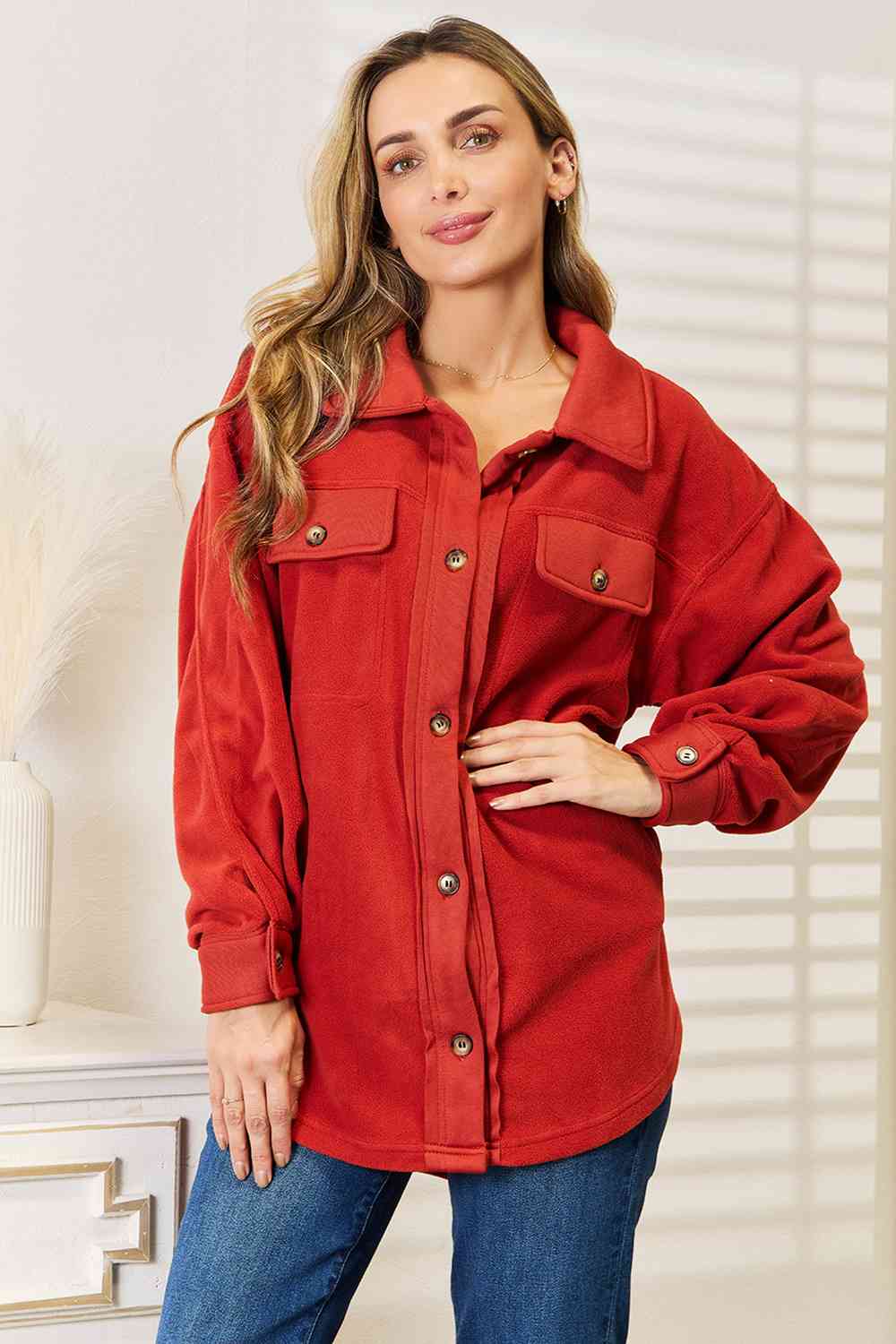 Cozy Girl Full Size Button Down Shacket - Women’s Clothing & Accessories - Coats & Jackets - 5 - 2024