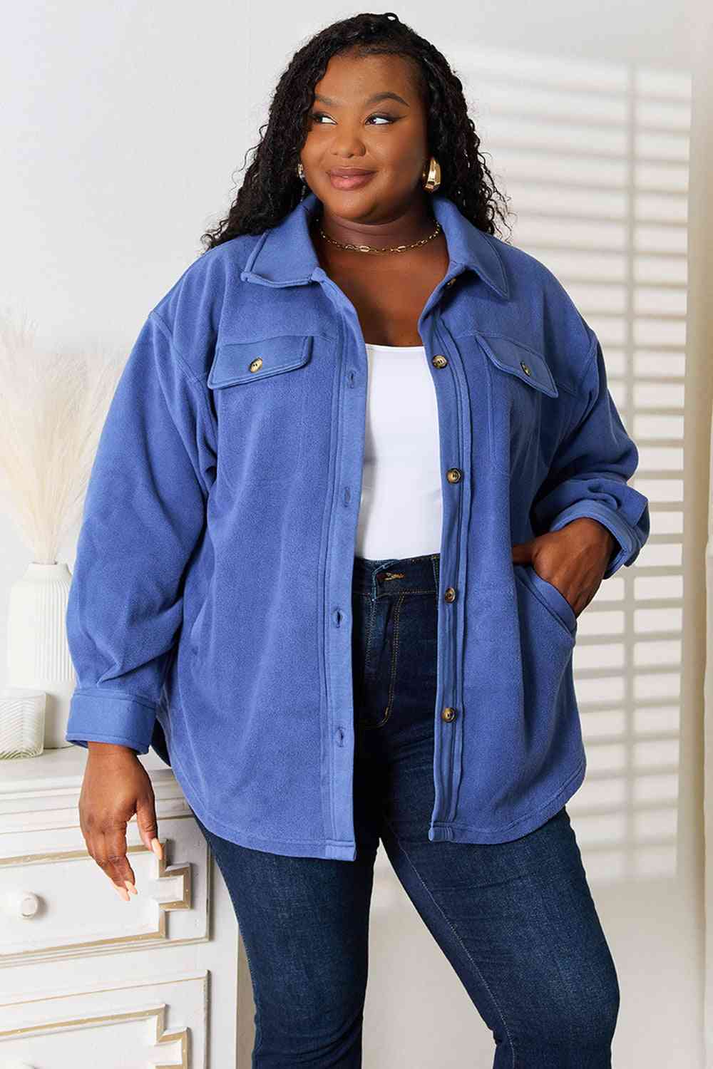 Cozy Girl Full Size Button Down Shacket - Women’s Clothing & Accessories - Coats & Jackets - 5 - 2024