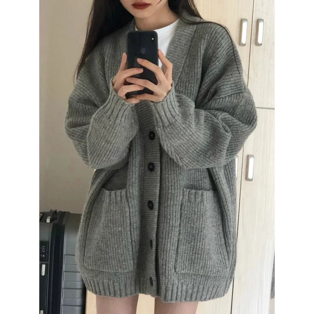 Cozy Knit V-Neck Oversized Cardigan - Sweaters - Cardigan - 6